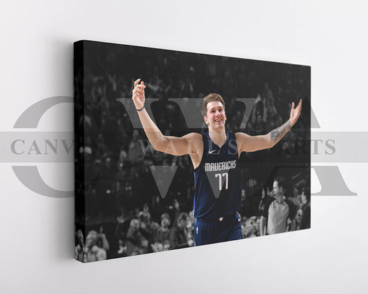 Luka Doncic Black & White Canvas Art Basketball Canvas Wall Art