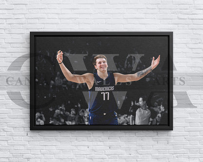 Luka Doncic Black & White Canvas Art Basketball Canvas Wall Art