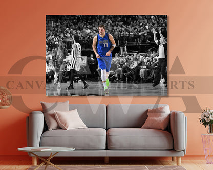 Luka Doncic Black & White Canvas Art Basketball Canvas Wall Art
