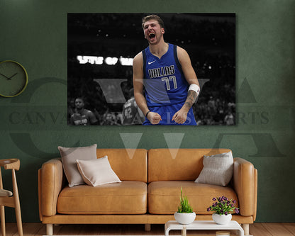 Luka Doncic Black & White Canvas Art Basketball Canvas Wall Art