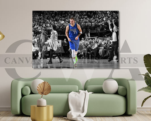 Luka Doncic Black & White Canvas Art Basketball Canvas Wall Art