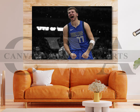 Luka Doncic Black & White Canvas Art Basketball Canvas Wall Art