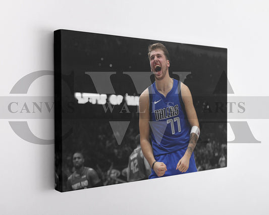 Luka Doncic Black & White Canvas Art Basketball Canvas Wall Art