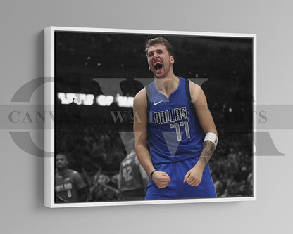 Luka Doncic Black & White Canvas Art Basketball Canvas Wall Art