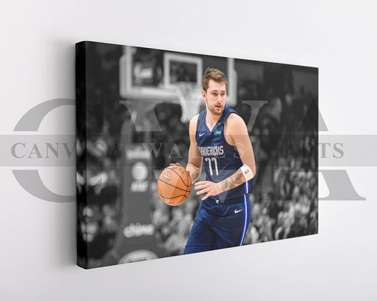 Luka Doncic Black & White Canvas Art Basketball Canvas Wall Art