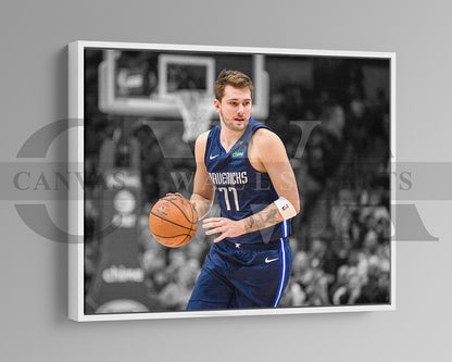 Luka Doncic Black & White Canvas Art Basketball Canvas Wall Art