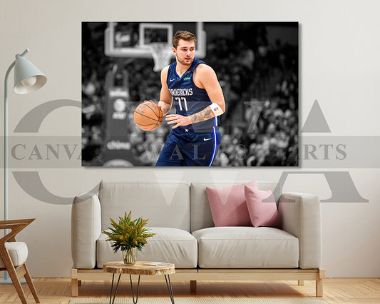 Luka Doncic Black & White Canvas Art Basketball Canvas Wall Art