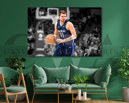 Luka Doncic Black & White Canvas Art Basketball Canvas Wall Art