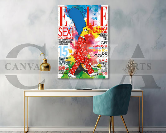 Marge Simpson Fashion Week Canvas Wall Art