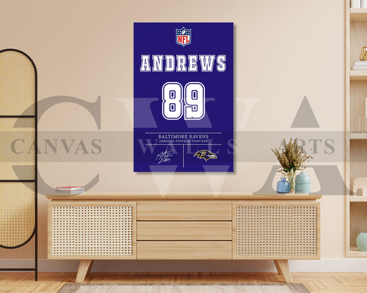 Mark Andrews Jersey Canvas Wall Art NFL Jersey Poster Print Sports Canvas Wall Art