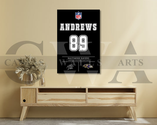 Mark Andrews Jersey Canvas Wall Art NFL Jersey Poster Print American Football Jersey Canvas Print