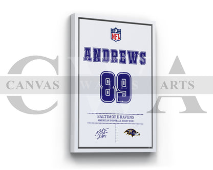 Mark Andrews Jersey Canvas Wall Art NFL Jersey Poster Print American Football Sports Canvas Print