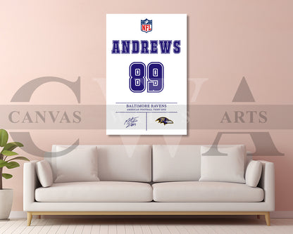 Mark Andrews Jersey Canvas Wall Art NFL Jersey Poster Print American Football Sports Canvas Print