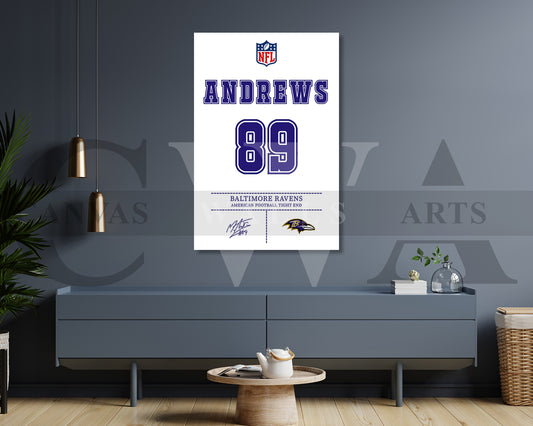Mark Andrews Jersey Canvas Wall Art NFL Jersey Poster Print American Football Sports Canvas Print