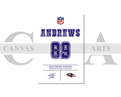 Mark Andrews Jersey Canvas Wall Art NFL Jersey Poster Print American Football Sports Canvas Print