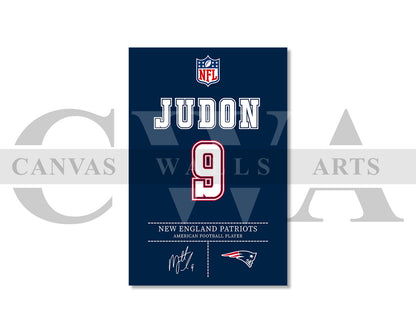 Matthew Judon Jersey Canvas Wall Art NFL Jersey Poster Print Sports Canvas Frame Ready To Hang