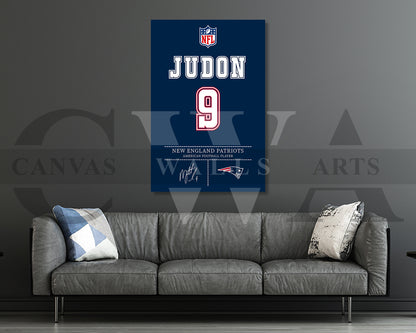 Matthew Judon Jersey Canvas Wall Art NFL Jersey Poster Print Sports Canvas Frame Ready To Hang
