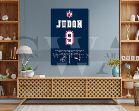 Matthew Judon Jersey Canvas Wall Art NFL Jersey Poster Print Sports Canvas Frame Ready To Hang