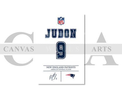 Matthew Judon Jersey Canvas Wall Art NFL Jersey Poster Print American Football Jersey Canvas Print