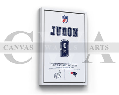 Matthew Judon Jersey Canvas Wall Art NFL Jersey Poster Print American Football Jersey Canvas Print