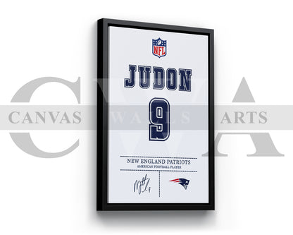 Matthew Judon Jersey Canvas Wall Art NFL Jersey Poster Print American Football Jersey Canvas Print