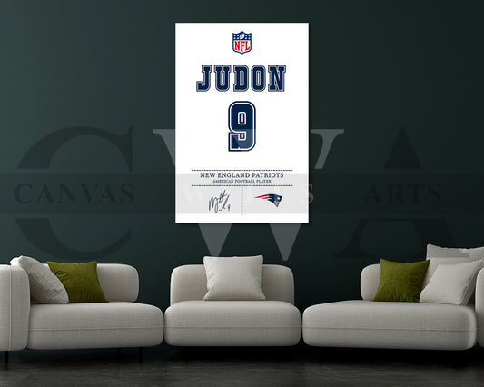 Matthew Judon Jersey Canvas Wall Art NFL Jersey Poster Print American Football Jersey Canvas Print