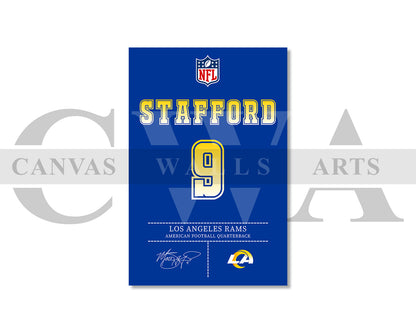 Matthew Stafford Jersey Canvas Wall Art NFL Jersey Poster Print Sports Canvas Print