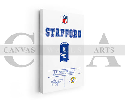 Matthew Stafford Jersey Canvas Wall Art NFL Jersey Poster Print Sports Canvas Frame Ready To Hang