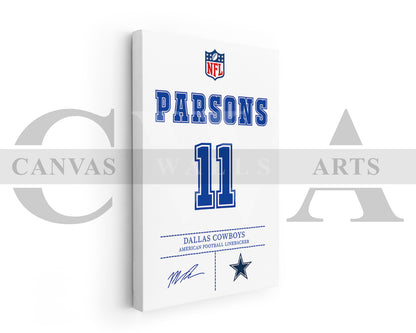 Micah Parsons Jersey Canvas Wall Art NFL Jersey Poster Print American Football Canvas Print