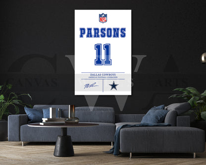 Micah Parsons Jersey Canvas Wall Art NFL Jersey Poster Print American Football Canvas Print