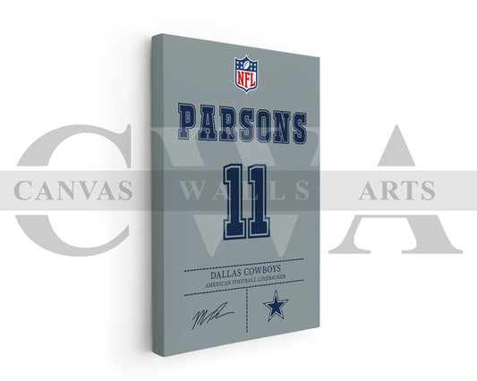 Micah Parsons Jersey Canvas Wall Art NFL Jersey Poster Print Sports Canvas Frame Ready To Hang