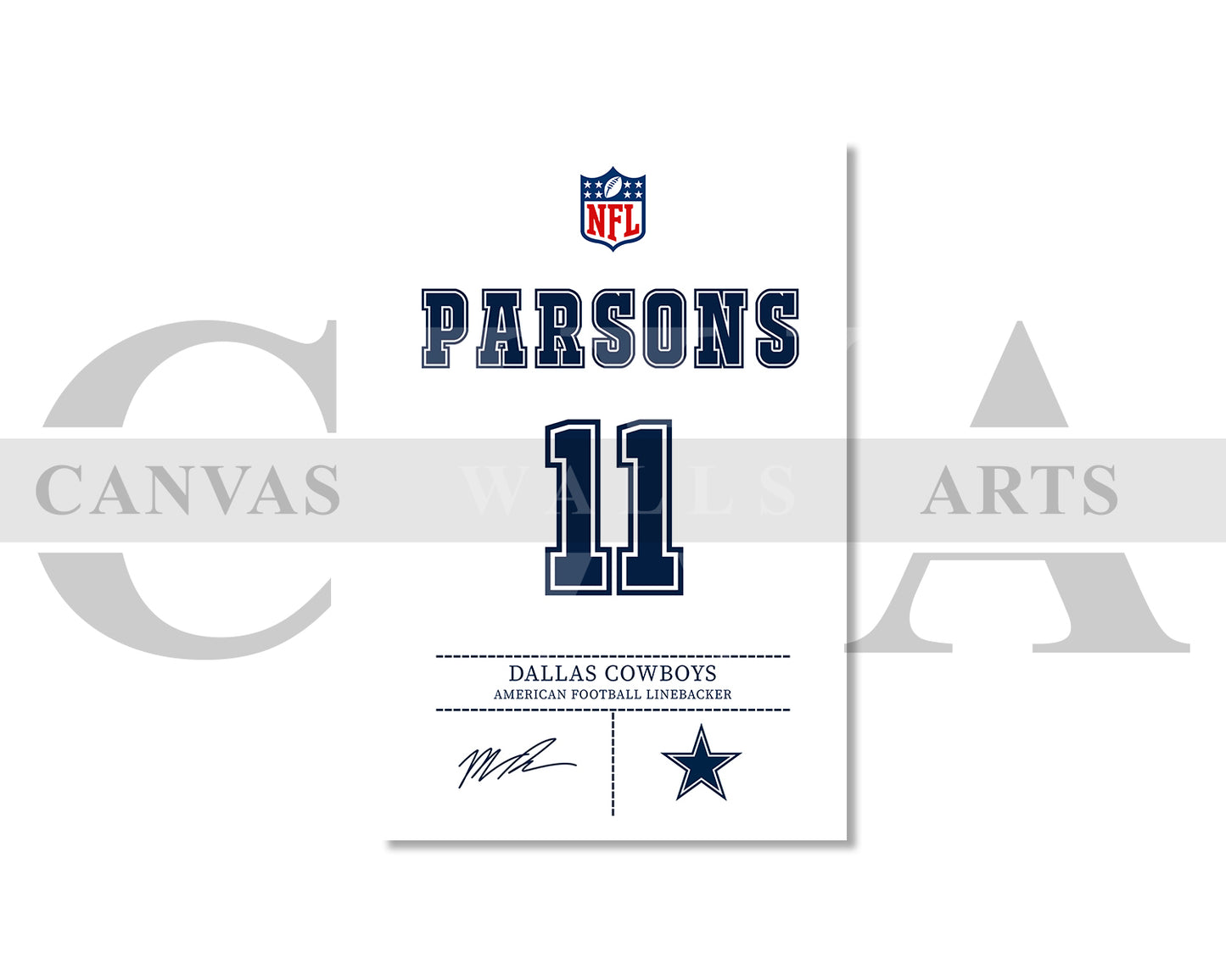 Micah Parsons Jersey Canvas Wall Art NFL Jersey Poster Print American Football Jersey Canvas Print