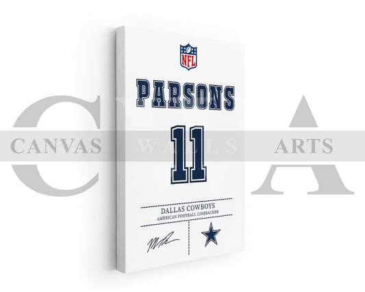 Micah Parsons Jersey Canvas Wall Art NFL Jersey Poster Print American Football Jersey Canvas Print
