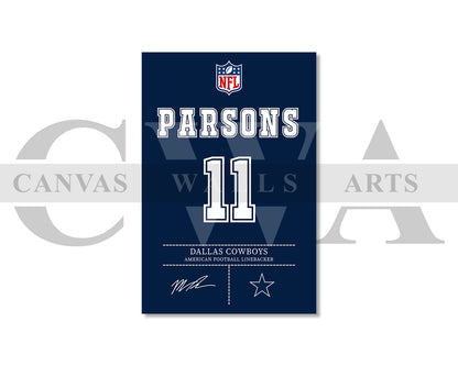 Micah Parsons Jersey Canvas Wall Art NFL Jersey Poster Print Sports Canvas Print