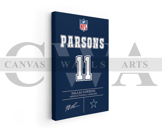 Micah Parsons Jersey Canvas Wall Art NFL Jersey Poster Print Sports Canvas Print