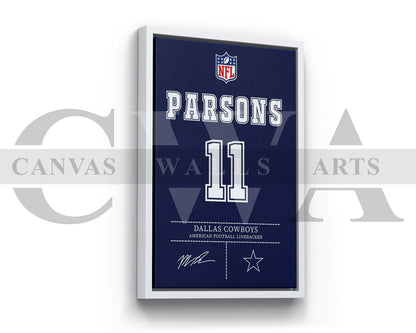 Micah Parsons Jersey Canvas Wall Art NFL Jersey Poster Print Sports Canvas Print