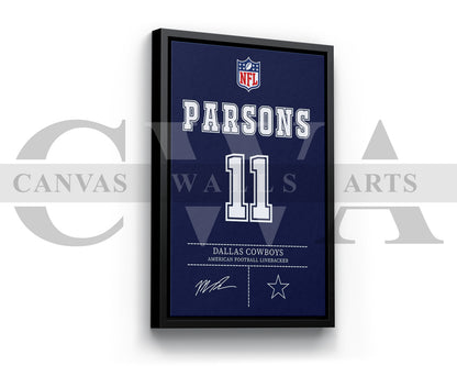 Micah Parsons Jersey Canvas Wall Art NFL Jersey Poster Print Sports Canvas Print