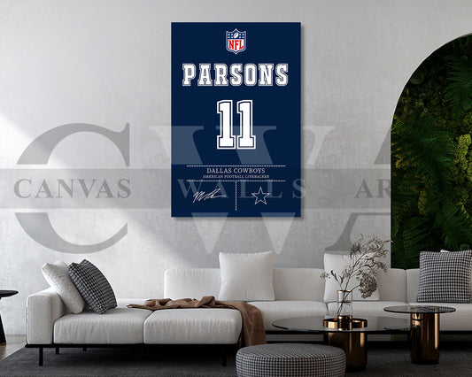 Micah Parsons Jersey Canvas Wall Art NFL Jersey Poster Print Sports Canvas Print