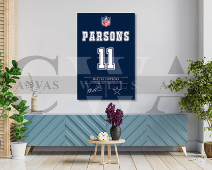 Micah Parsons Jersey Canvas Wall Art NFL Jersey Poster Print Sports Canvas Print