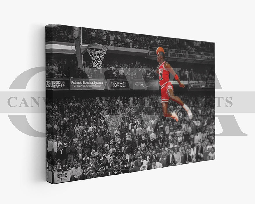Michael Jordan Black & White Canvas Art Basketball Canvas Wall Art