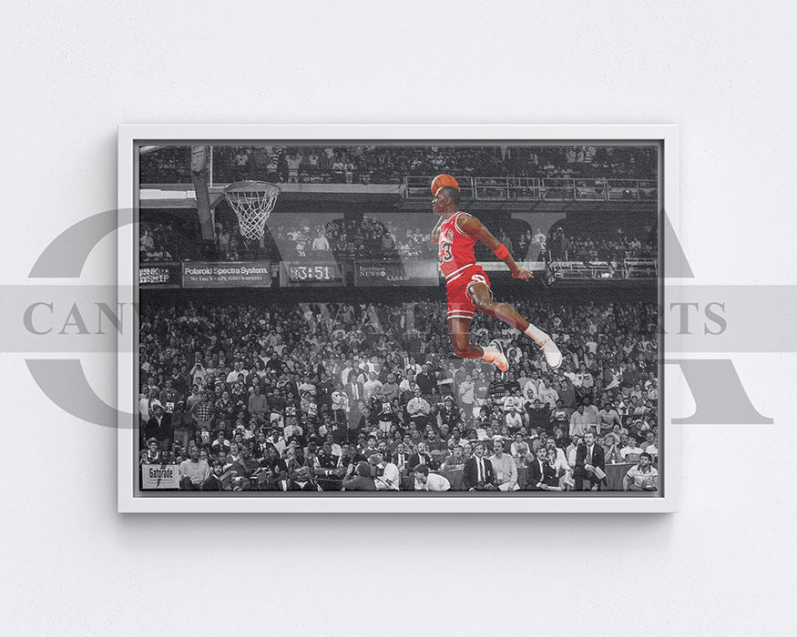 Michael Jordan Black & White Canvas Art Basketball Canvas Wall Art