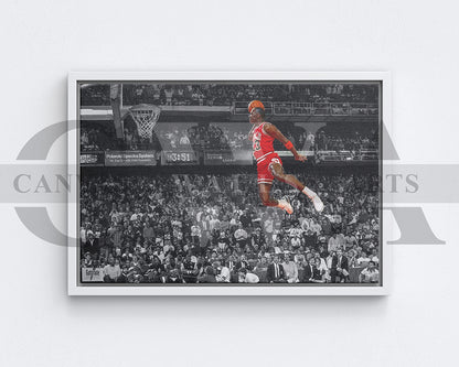 Michael Jordan Black & White Canvas Art Basketball Canvas Wall Art