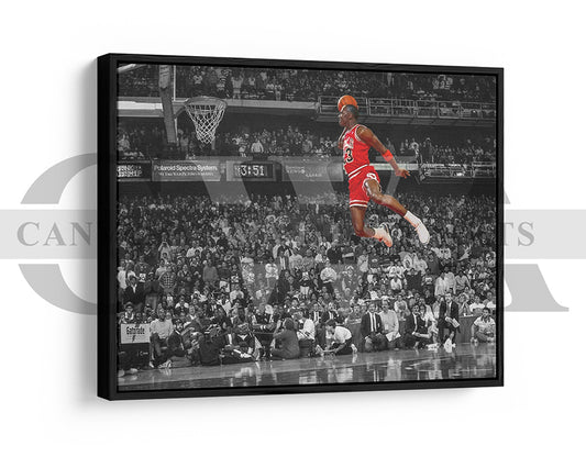 Michael Jordan Black & White Canvas Art Basketball Canvas Wall Art