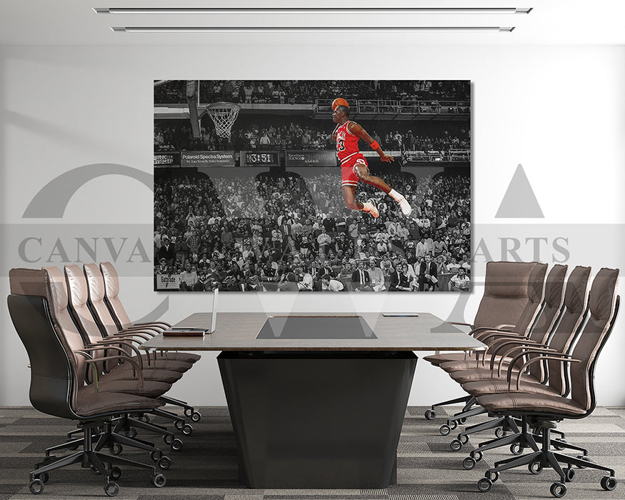 Michael Jordan Black & White Canvas Art Basketball Canvas Wall Art