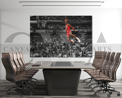 Michael Jordan Black & White Canvas Art Basketball Canvas Wall Art