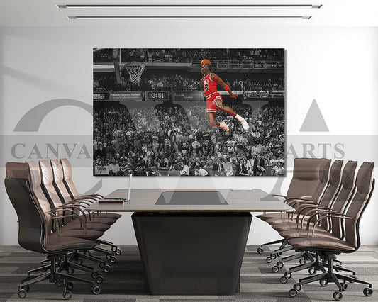 Michael Jordan Black & White Canvas Art Basketball Canvas Wall Art