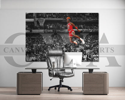 Michael Jordan Black & White Canvas Art Basketball Canvas Wall Art