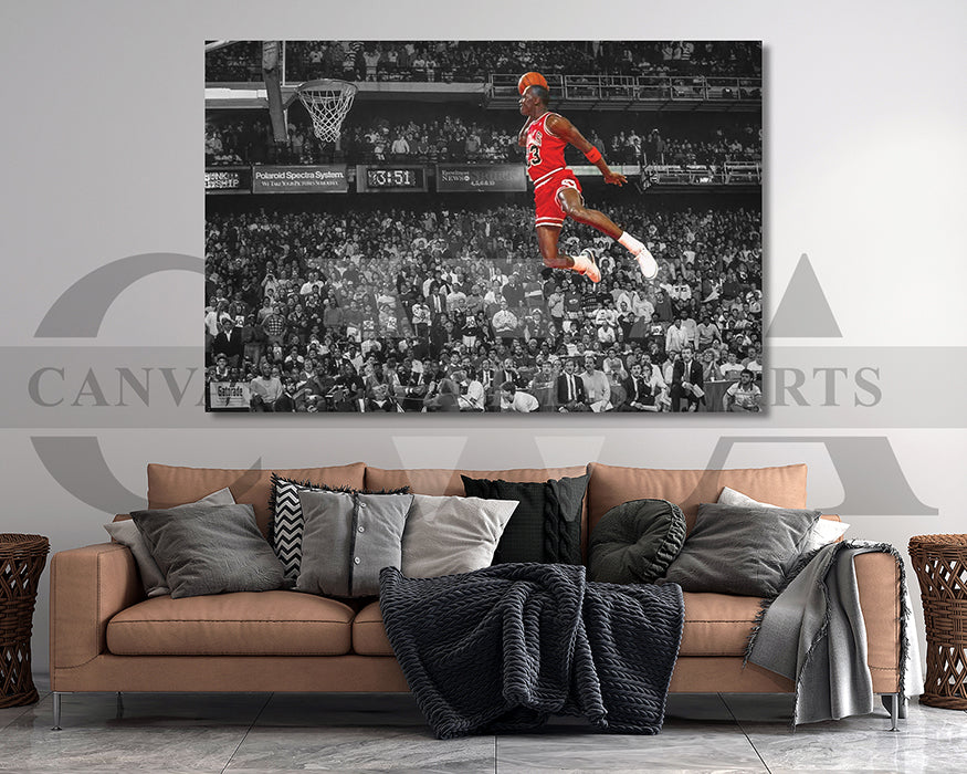 Michael Jordan Black & White Canvas Art Basketball Canvas Wall Art