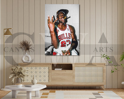 Michael Jordan Cigar Canvas Wall Art