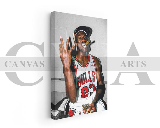 Michael Jordan Cigar Canvas Wall Art